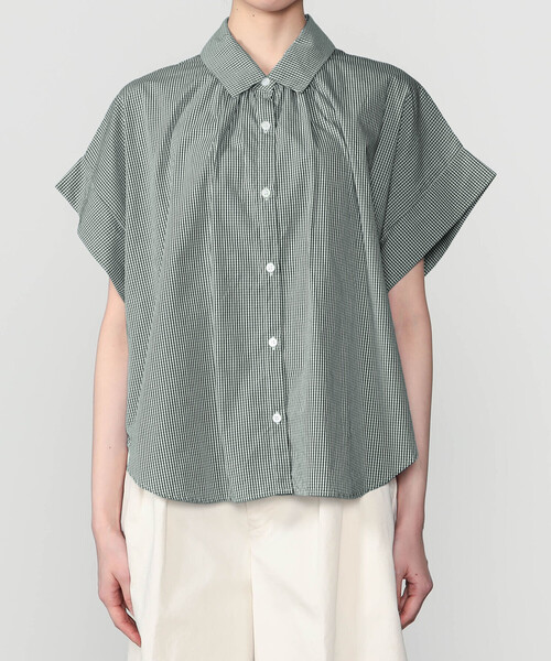 GALLEGO DESPORTES（ギャレゴデスポート）の「GALLEGO DESPORTES | コットン ショートスリーブシャツ GREEN CHECK WOMEN（シャツ/ブラウス・レディース・グリーン系その他・S）」の2枚目の写真