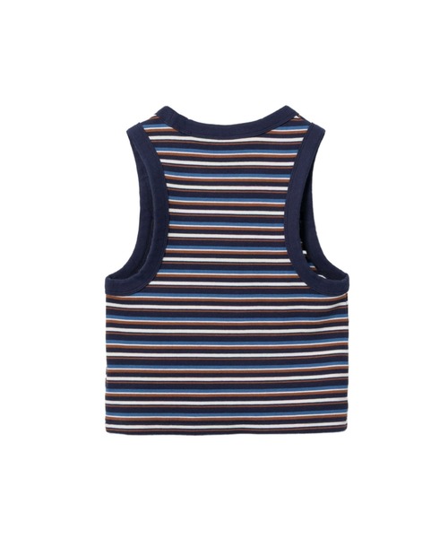 A BATHING APE（アベイシングエイプ）の「APEE BABY EMBROIDERY STRIPE CROP TANK TOP（タンクトップ・レディース・ブルー/バーガンディー・X-SMALL/SMALL）」の3枚目の写真