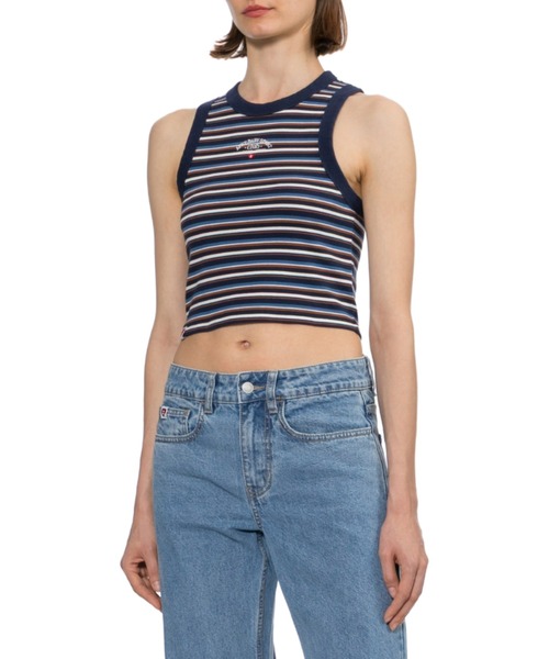 A BATHING APE（アベイシングエイプ）の「APEE BABY EMBROIDERY STRIPE CROP TANK TOP（タンクトップ・レディース・ブルー/バーガンディー・X-SMALL/SMALL）」の5枚目の写真