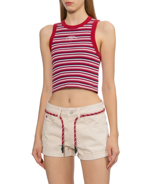 A BATHING APE（アベイシングエイプ）の「APEE BABY EMBROIDERY STRIPE CROP TANK TOP（タンクトップ・レディース・ブルー/バーガンディー・X-SMALL/SMALL）」の6枚目の写真