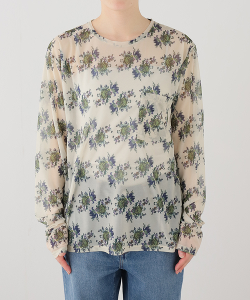 fumie tanaka シースルー カットソー FUMIE TANAKA/フミエタナカ】sheer print longT シアープリント ロング