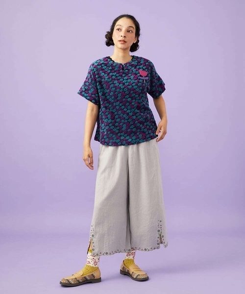 Jocomomola(ホコモモラ)の「Livia de flores フラワージャカードカットソー(Tシャツ/カットソー・レディース・アイボリー/ネイビー・40)」の8枚目の写真