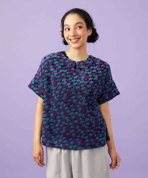 Jocomomola(ホコモモラ)の「Livia de flores フラワージャカードカットソー(Tシャツ/カットソー・レディース・アイボリー/ネイビー・40)」の10枚目の写真