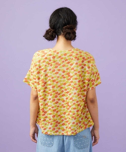 Jocomomola(ホコモモラ)の「Livia de flores フラワージャカードカットソー(Tシャツ/カットソー・レディース・アイボリー/ネイビー・40)」の15枚目の写真