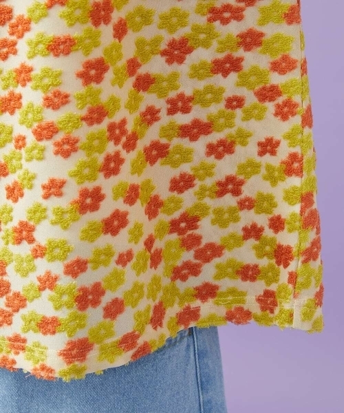 Jocomomola(ホコモモラ)の「Livia de flores フラワージャカードカットソー(Tシャツ/カットソー・レディース・アイボリー/ネイビー・40)」の4枚目の写真
