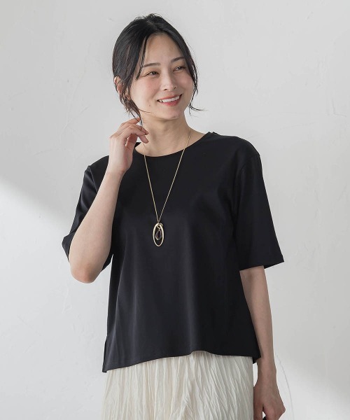 LAUTREAMONT(ロートレアモン)の「汗ジミ防止カットソー(Tシャツ/カットソー・レディース・ベージュ/チャコールグレー/ホワイト/ピンク/ブラック・9号/11号)」の3枚目の写真