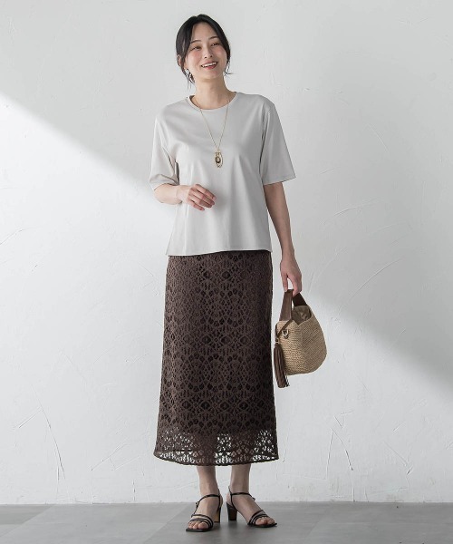 LAUTREAMONT(ロートレアモン)の「汗ジミ防止カットソー(Tシャツ/カットソー・レディース・ベージュ/チャコールグレー/ホワイト/ピンク/ブラック・9号/11号)」の17枚目の写真
