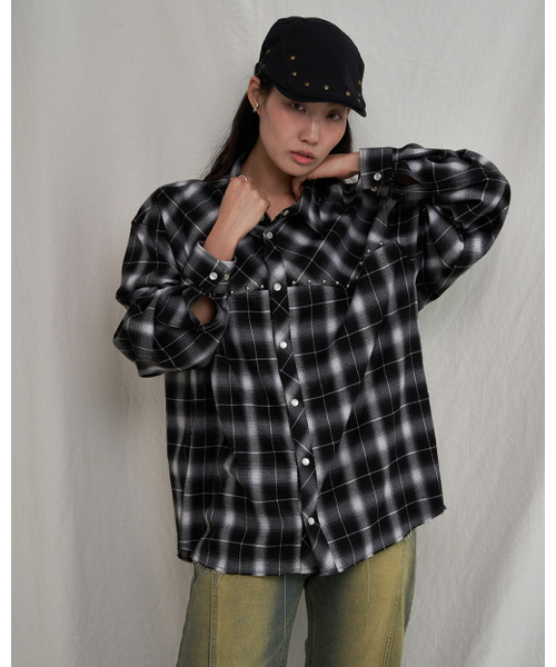AMENDER(アメンダー)の「WESTERN PIERCING CHECK SHIRT (black)(シャツ/ブラウス・レディース・その他・FREE)」の4枚目の写真