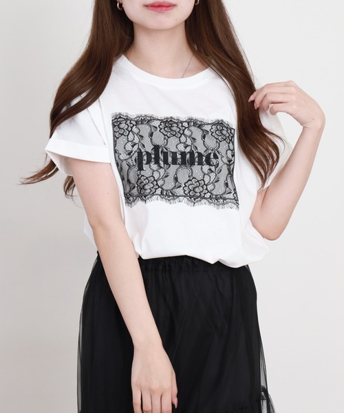 EGLANTINE(エグランティーヌ)の「EGLANTINE フロントレースロゴカットソー 半袖(Tシャツ/カットソー・レディース・カーキ/チャコールグレー/ブラック/オフホワイト・38)」の21枚目の写真