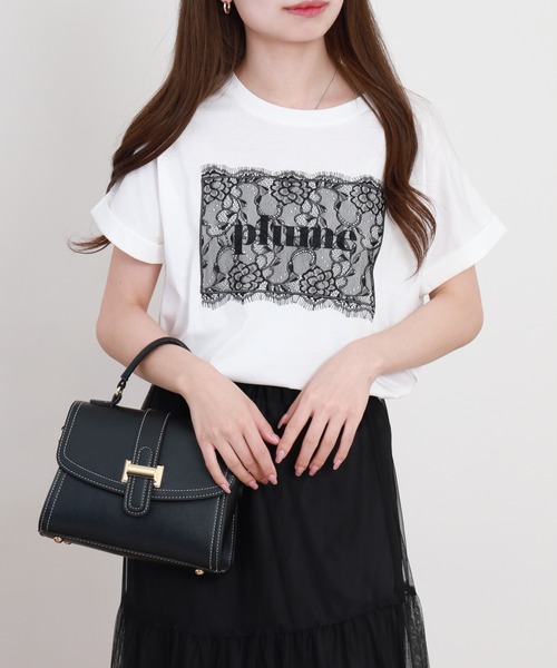 EGLANTINE(エグランティーヌ)の「EGLANTINE フロントレースロゴカットソー 半袖(Tシャツ/カットソー・レディース・カーキ/チャコールグレー/ブラック/オフホワイト・38)」の22枚目の写真