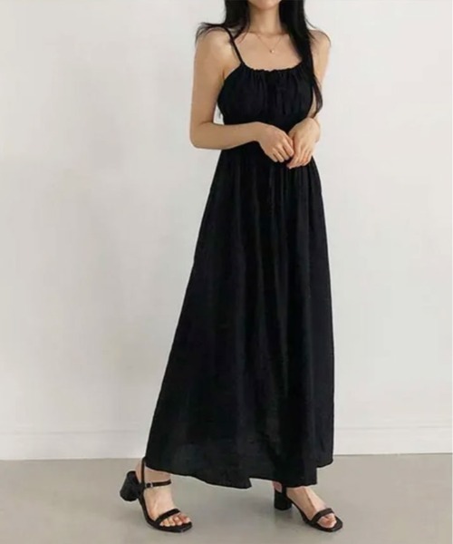 kirakiraShop（キラキラショップ）の「フロント リボン フレア キャミワンピ（ワンピース・レディース・ブラック/ホワイト・FREE）」の14枚目の写真