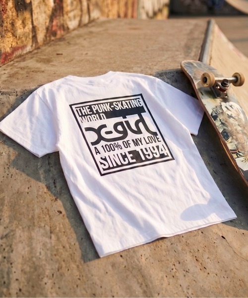 X-girl(エックスガール)の「SIGNBOARD LOGO S/S TEE(Tシャツ/カットソー・レディース・ブラック/ホワイト/グリーン・S/M/L)」の1枚目の写真
