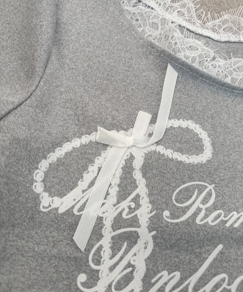 SHEPP(シープ)の「リボンシャーリングボートネック半袖ロゴTシャツ(Tシャツ/カットソー・レディース・グレー・F)」の12枚目の写真
