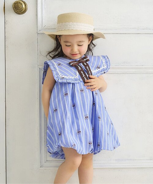 apres les cours(アプレレクール)の「tiny bear2WAYワンピース(ワンピース・キッズ・サックスブルー/アイボリー・100/80/120/110/90)」の2枚目の写真