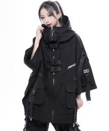 REFLEM（レフレム）の「REFLEM INDUSTRY/レフレム インダストリー』HALF-SLEEVE STORM SHELL HOODIE/サイバー切替ハイネックパーカー(撥水Type)（パーカー）」