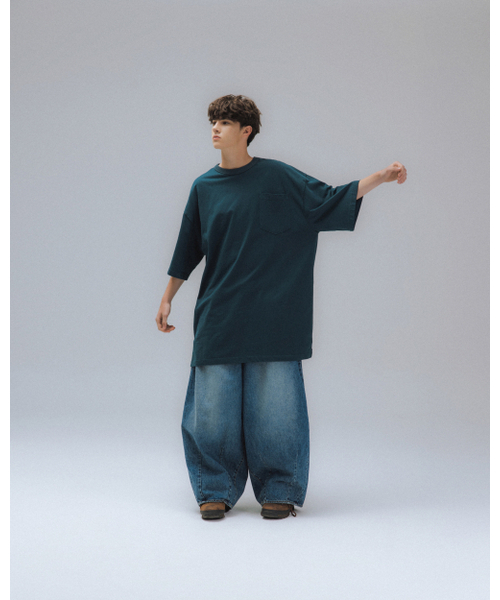 ANGLAN(アングラン)の「Essential Big Half Tee - Blue Green(Tシャツ/カットソー・メンズ・その他・ONE SIZE)」の5枚目の写真
