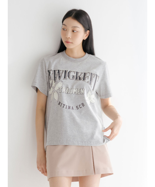 NITINA(ニティナ)の「グラフィックプリント半袖Tシャツ M/GY(Tシャツ/カットソー・レディース・ライトグレー・F)」の2枚目の写真