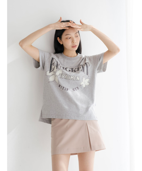 NITINA(ニティナ)の「グラフィックプリント半袖Tシャツ M/GY(Tシャツ/カットソー・レディース・ライトグレー・F)」の3枚目の写真