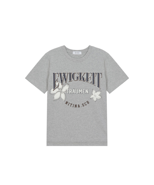 NITINA(ニティナ)の「グラフィックプリント半袖Tシャツ M/GY(Tシャツ/カットソー・レディース・ライトグレー・F)」の7枚目の写真