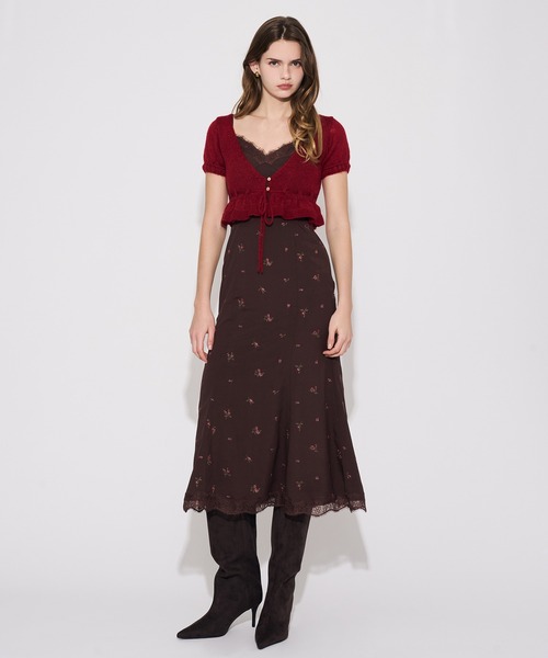 DEICY(デイシー)の「ローズ刺繍キャミワンピース(ワンピース・レディース・ベビーピンク/ブラウン・1/0)」の16枚目の写真