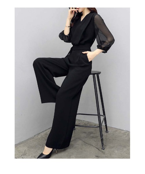 witch(ウイッチ)の「オールインワンワイドパンツ ドレス美しいシルエット(つなぎ/オールインワン・レディース・ブラック・S/M/L/XL)」の6枚目の写真