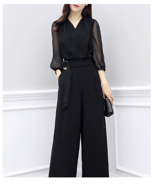 witch(ウイッチ)の「オールインワンワイドパンツ ドレス美しいシルエット(つなぎ/オールインワン・レディース・ブラック・S/M/L/XL)」の7枚目の写真