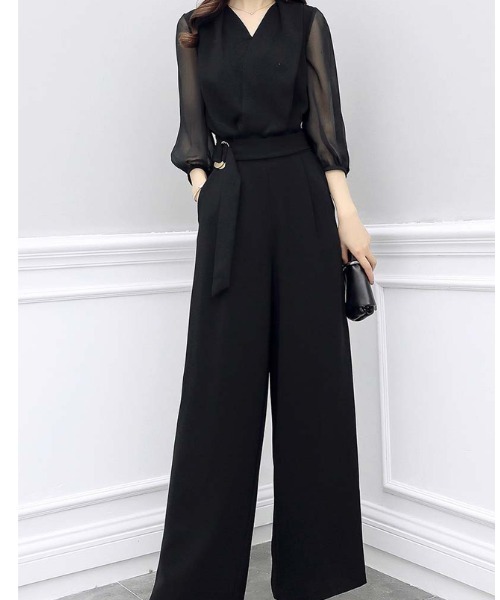 witch(ウイッチ)の「オールインワンワイドパンツ ドレス美しいシルエット(つなぎ/オールインワン・レディース・ブラック・S/M/L/XL)」の12枚目の写真