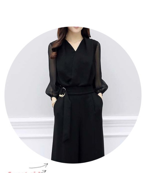 witch(ウイッチ)の「オールインワンワイドパンツ ドレス美しいシルエット(つなぎ/オールインワン・レディース・ブラック・S/M/L/XL)」の15枚目の写真