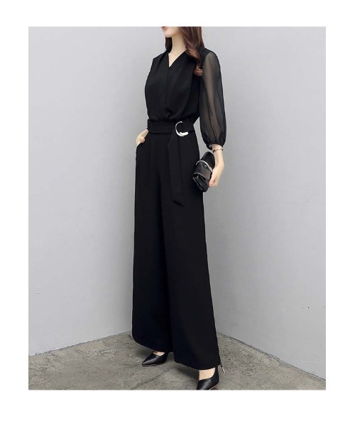 witch(ウイッチ)の「オールインワンワイドパンツ ドレス美しいシルエット(つなぎ/オールインワン・レディース・ブラック・S/M/L/XL)」の16枚目の写真