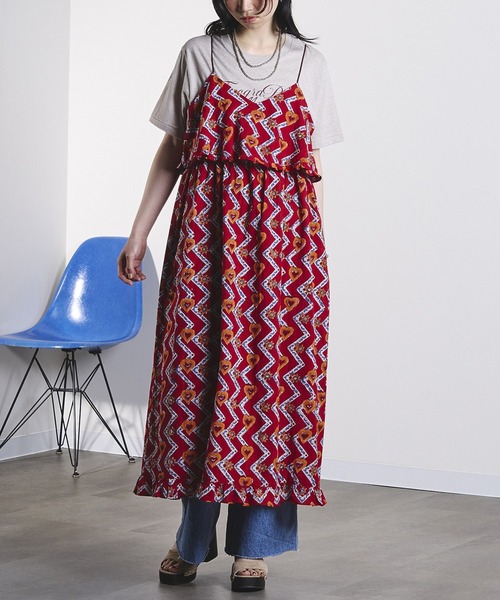 ROSE BUD(ローズバッド)の「HEART PRINT DRESS(ドレス・レディース・ブラウン/レッド・ONE SIZE)」の1枚目の写真