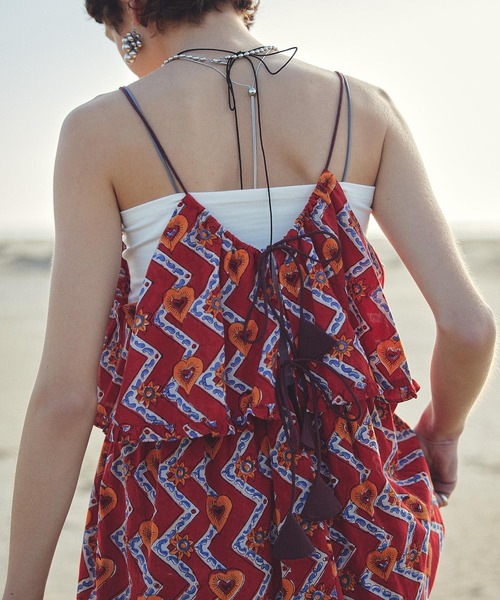 ROSE BUD(ローズバッド)の「HEART PRINT DRESS(ドレス・レディース・ブラウン/レッド・ONE SIZE)」の5枚目の写真