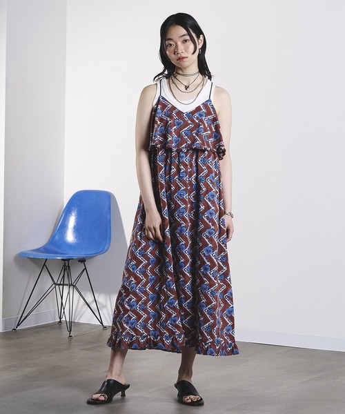 ROSE BUD(ローズバッド)の「HEART PRINT DRESS(ドレス・レディース・ブラウン/レッド・ONE SIZE)」の6枚目の写真
