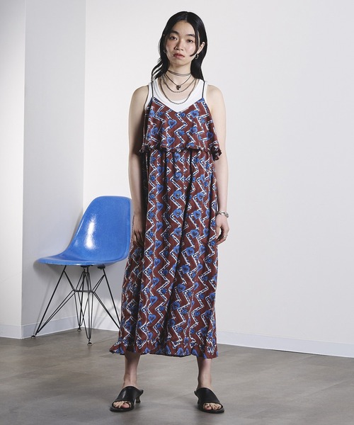 ROSE BUD(ローズバッド)の「HEART PRINT DRESS(ドレス・レディース・ブラウン/レッド・ONE SIZE)」の7枚目の写真