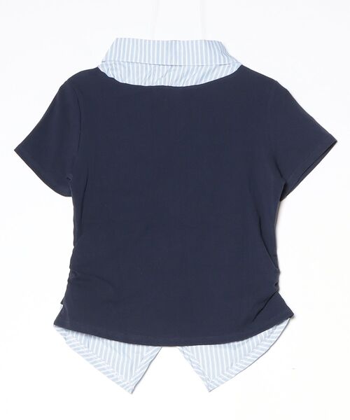 miune（ミューヌ）の「ストライプシャツドッキングカットソー（Tシャツ/カットソー・レディース・ブラック/ネイビー/グレー・FREE）」の4枚目の写真