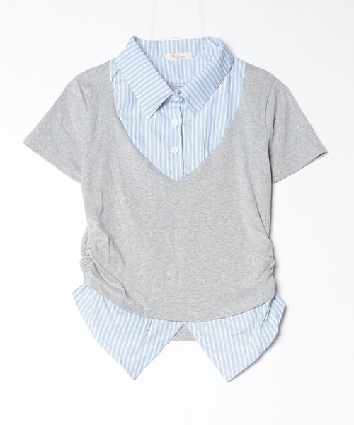 miune（ミューヌ）の「ストライプシャツドッキングカットソー（Tシャツ/カットソー・レディース・ブラック/ネイビー/グレー・FREE）」の19枚目の写真
