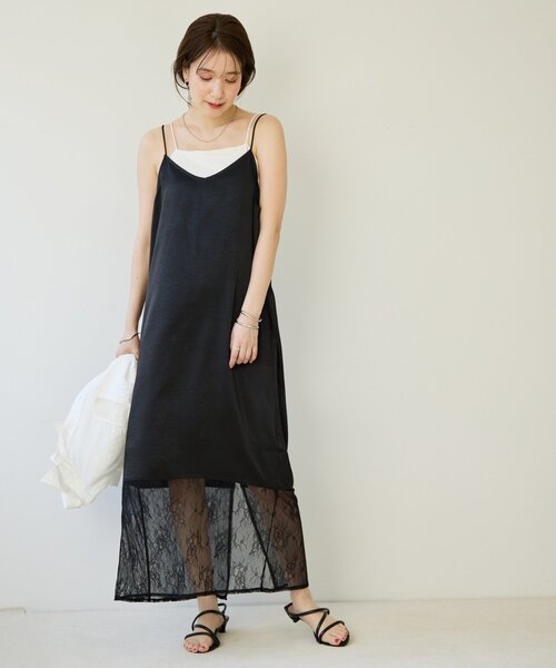 セール】【Noka/WEB限定】サテン裾レースワンピース（ワンピース