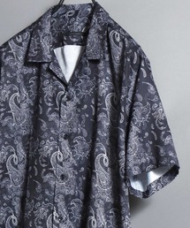 Printed Georgette Short-Sleeve Shirt / ジョーゼット総柄オープンカラーシャツ 〈ストレッチ/接触冷感/吸汗速乾/UVカット〉メンズ アロハシャツ 開襟シャツ ハワイアンシャツ 半袖