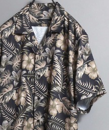 Printed Georgette Short-Sleeve Shirt / ジョーゼット総柄オープンカラーシャツ 〈ストレッチ/接触冷感/吸汗速乾/UVカット〉メンズ アロハシャツ 開襟シャツ ハワイアンシャツ 半袖