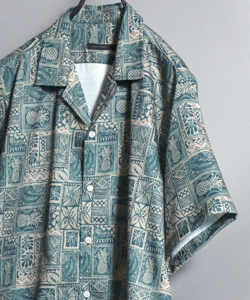ハワイアンシャツ セール】Printed Georgette Short-Sleeve Shirt / ジョーゼット総柄