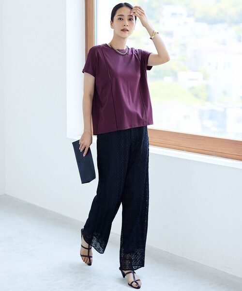 自由区(ジユウク)の「オフボディ プルオーバー(Tシャツ/カットソー・レディース・ブラック系/ベージュ系/ネイビー系/ワイン系/ピンク系/ブラック系5・32)」の7枚目の写真