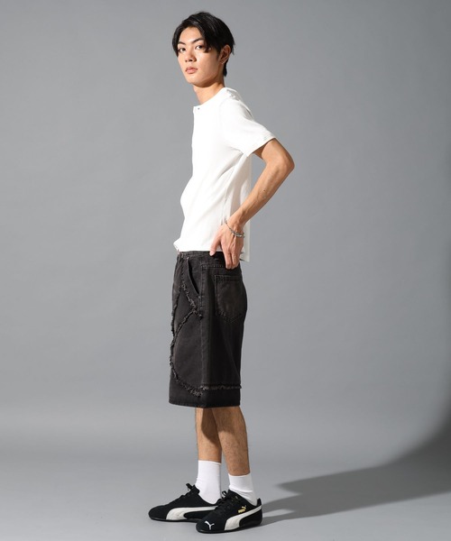 LAND MUSEUM（ランドミュージアム）の「LAND MUSEUM／スリムヘンリーネックＴ（Tシャツ/カットソー・メンズ・ブラック/ホワイト・LARGE/MEDIUM）」の19枚目の写真