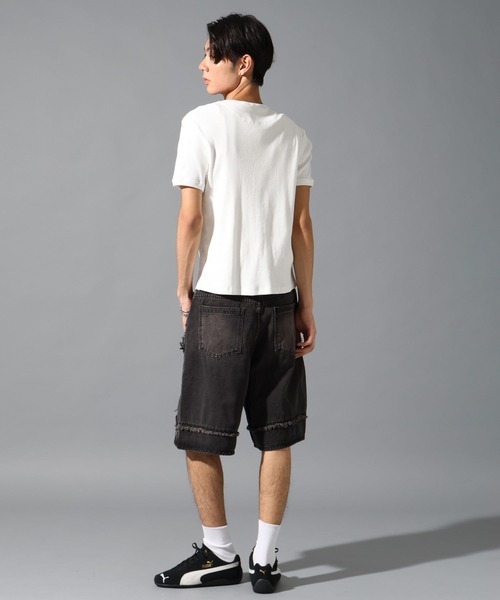 LAND MUSEUM（ランドミュージアム）の「LAND MUSEUM／スリムヘンリーネックＴ（Tシャツ/カットソー・メンズ・ブラック/ホワイト・LARGE/MEDIUM）」の20枚目の写真