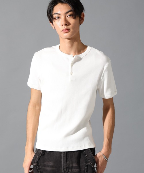 LAND MUSEUM（ランドミュージアム）の「LAND MUSEUM／スリムヘンリーネックＴ（Tシャツ/カットソー・メンズ・ブラック/ホワイト・LARGE/MEDIUM）」の21枚目の写真