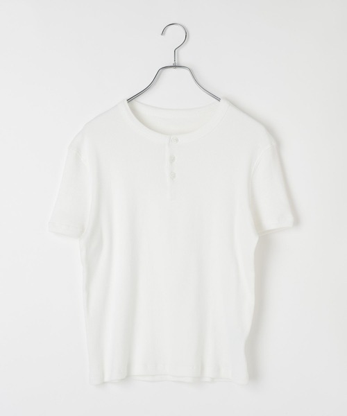 LAND MUSEUM（ランドミュージアム）の「LAND MUSEUM／スリムヘンリーネックＴ（Tシャツ/カットソー・メンズ・ブラック/ホワイト・LARGE/MEDIUM）」の8枚目の写真