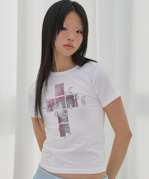 FANCY CLUB(ファンシークラブ)の「クロスキラT (ホワイト) F26QB054(Tシャツ/カットソー・レディース・その他・ONE)」の2枚目の写真