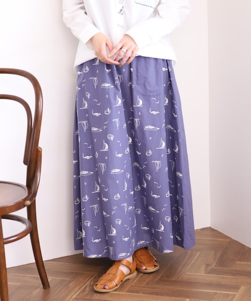 Emago(イマゴ)の「EMAGO ヨット刺繍スカート(スカート・レディース・パープル/グレー/ブラック・FREE)」の15枚目の写真
