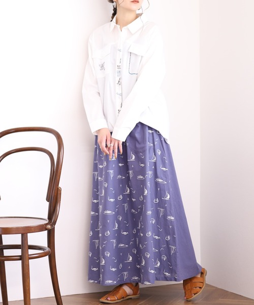 Emago(イマゴ)の「EMAGO ヨット刺繍スカート(スカート・レディース・パープル/グレー/ブラック・FREE)」の18枚目の写真