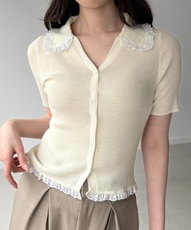 レースポロ衿ニット