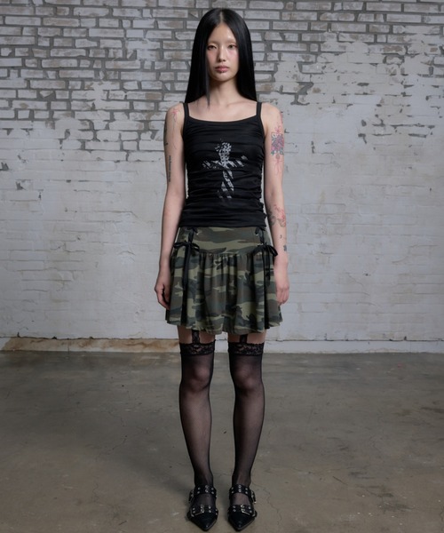 NIIER NOR(ニアノア)の「A'GEM/9 × .kom 『NIIER NOR/ニーアノア』LACE UP CAMO SKIRT/レースアップカモ スカート(スカート・レディース・グレー/カーキ・FREE)」の13枚目の写真