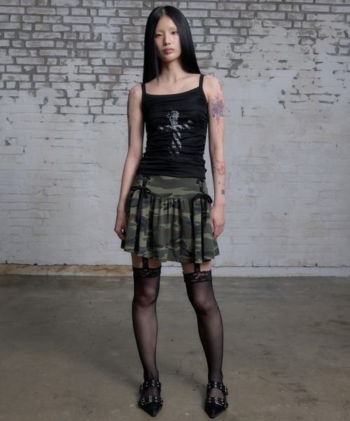 NIIER NOR(ニアノア)の「A'GEM/9 × .kom 『NIIER NOR/ニーアノア』LACE UP CAMO SKIRT/レースアップカモ スカート(スカート・レディース・グレー/カーキ・FREE)」の11枚目の写真
